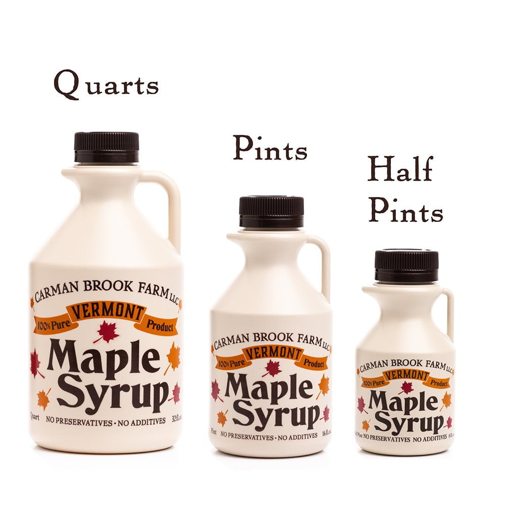 You select the sizes of the maple syrup bottles for your Breakfast Gift Club. Select from quarts, pints, or half pints of maple syrup.