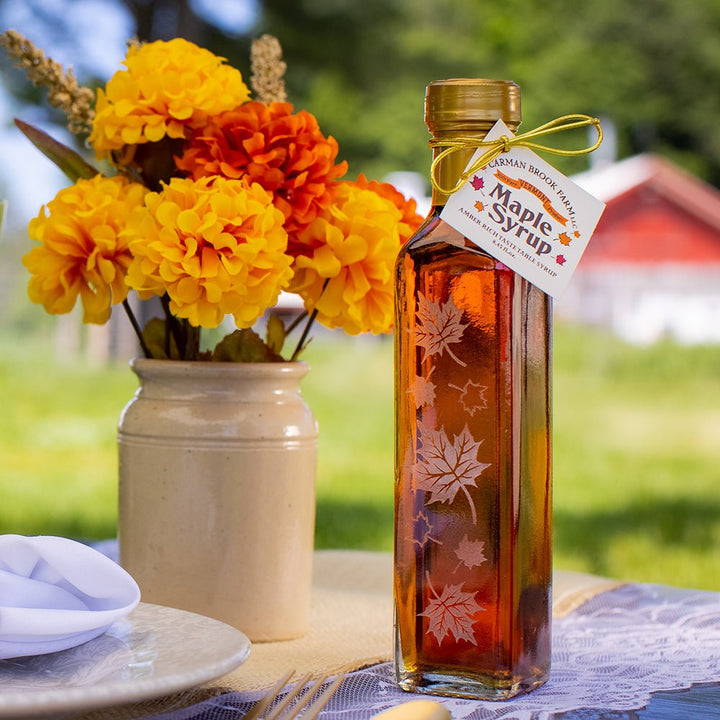 Fall wedding favor in place setting.