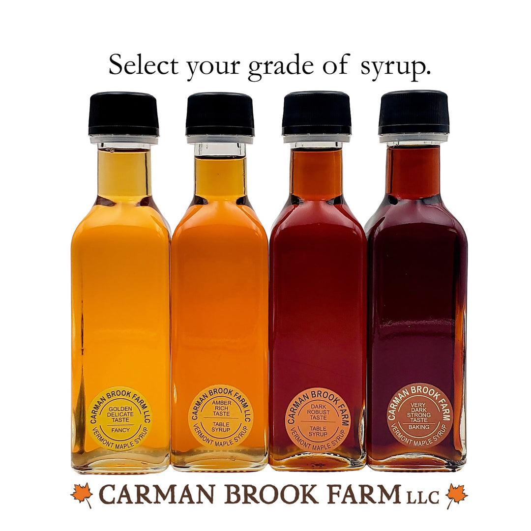 Select your grade of real maple syrup from Carman Brook Farm.