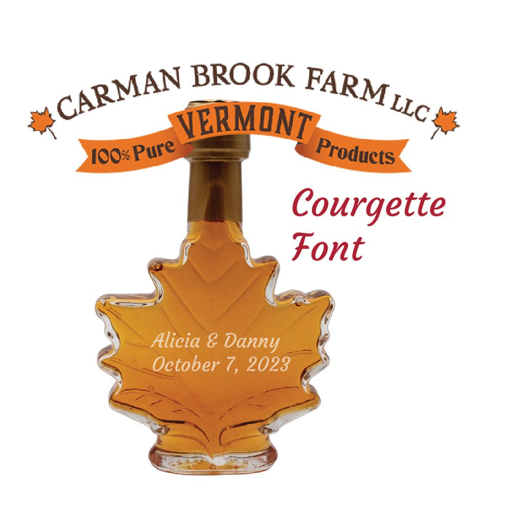 All of the wedding favors can be engraved with the wedding couples special message. Try this courgette font.